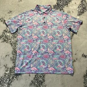 Deolax Polo Shirt Mens Size XL Geometric Short Sleeve Stretch Multicolor